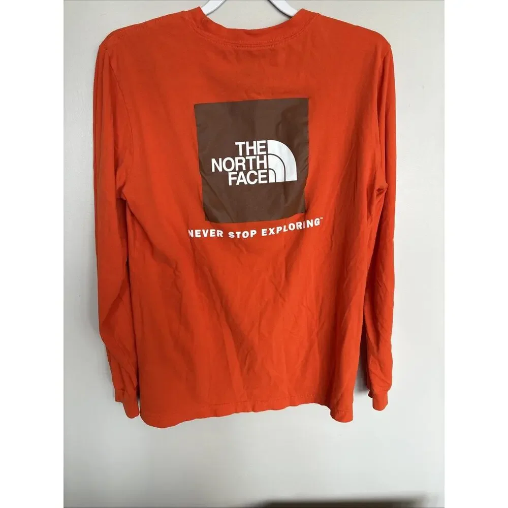 The North Face Men’s Medium Orange Long Sleeve Logo Graphic T-Shirt Cotton